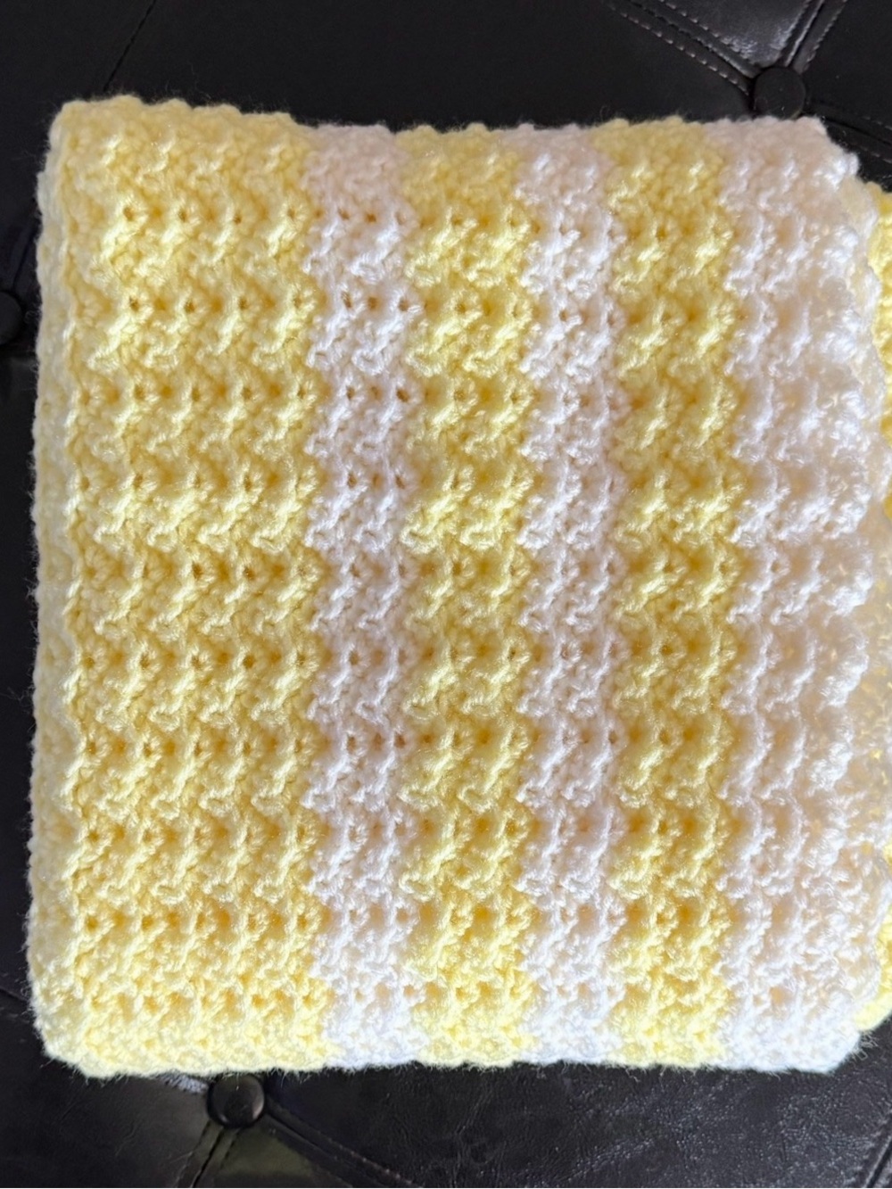 Handmade Yellow and White Crochet Baby Blanket